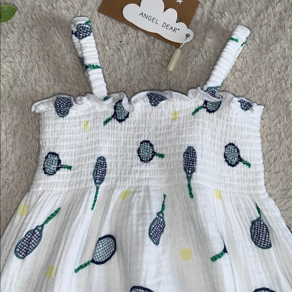NWT Angel Dear Smocked Tennis Romper 18-24M White - Picture 5 of 9